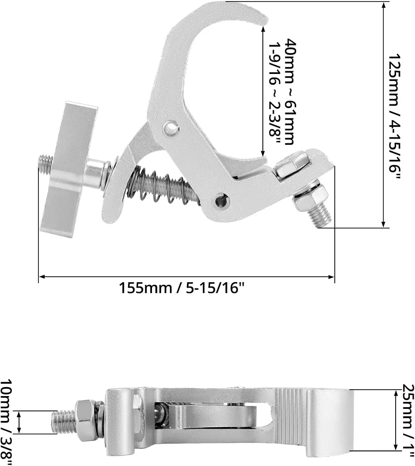 مشابك إضاءة احترافية للمسرح، 10 عبوات من أجل تروس 1.57-2.36 بوصة، سعة 330 رطل