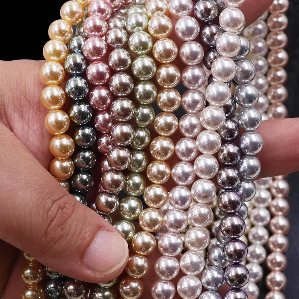 8 مللي متر مطلي لامعة أورورا اللؤلؤ متعدد الألوان الزجاج تقليد اللؤلؤ قلادة سوار الملابس والاكسسوارات DIY بها بنفسك #4