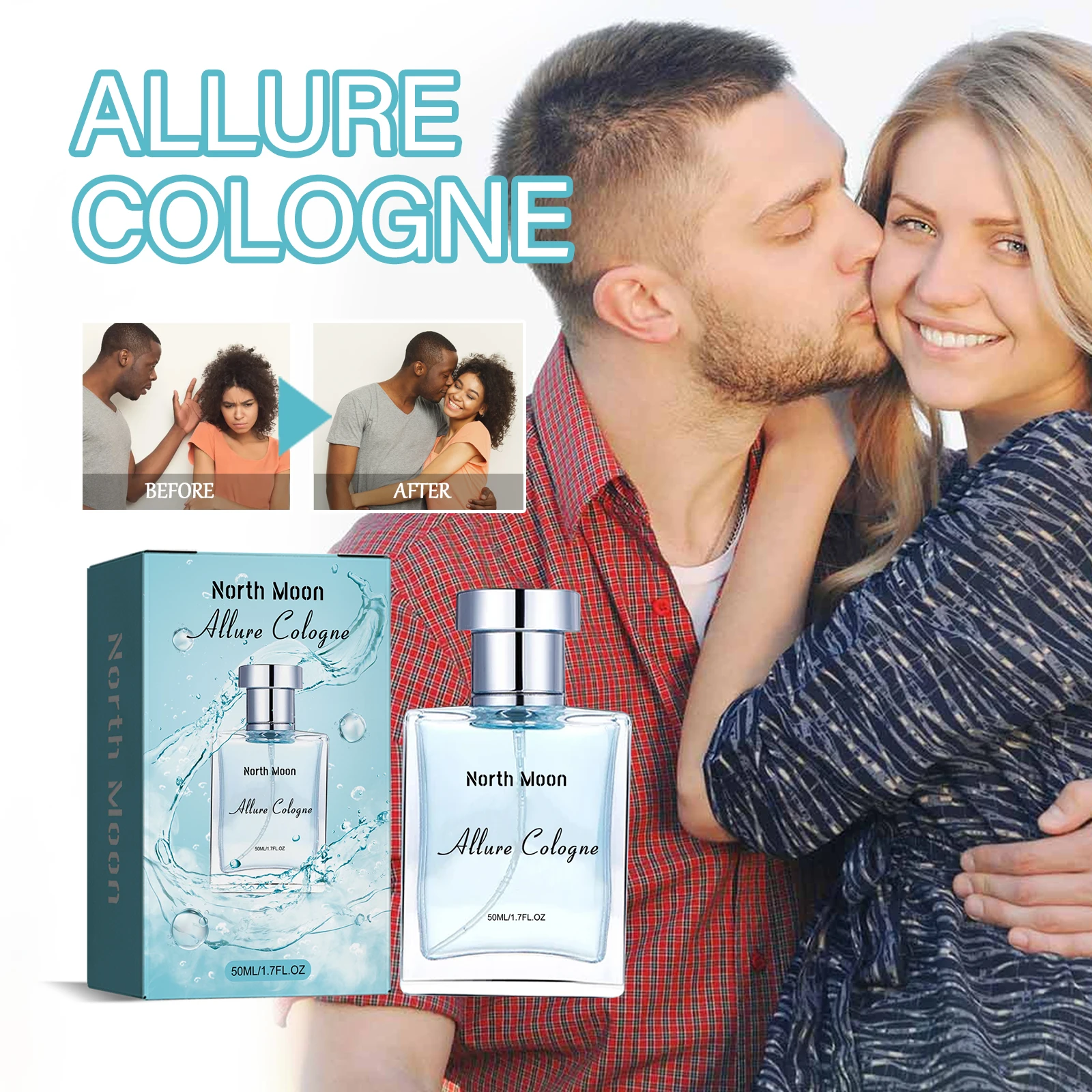 NORTH MOON Allure Colonia 50ML 1,7 oz Perfume Charm Libera fragancias suaves, refrescantes y ligeras, naturales y portátiles con