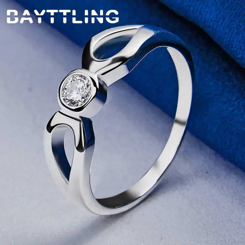 

Fashion 925 Sterling Silver Ring 2 Drops Round Zircon 7/8/9/10# Ring For Women Charm Wedding Gift Jewelry Accessories