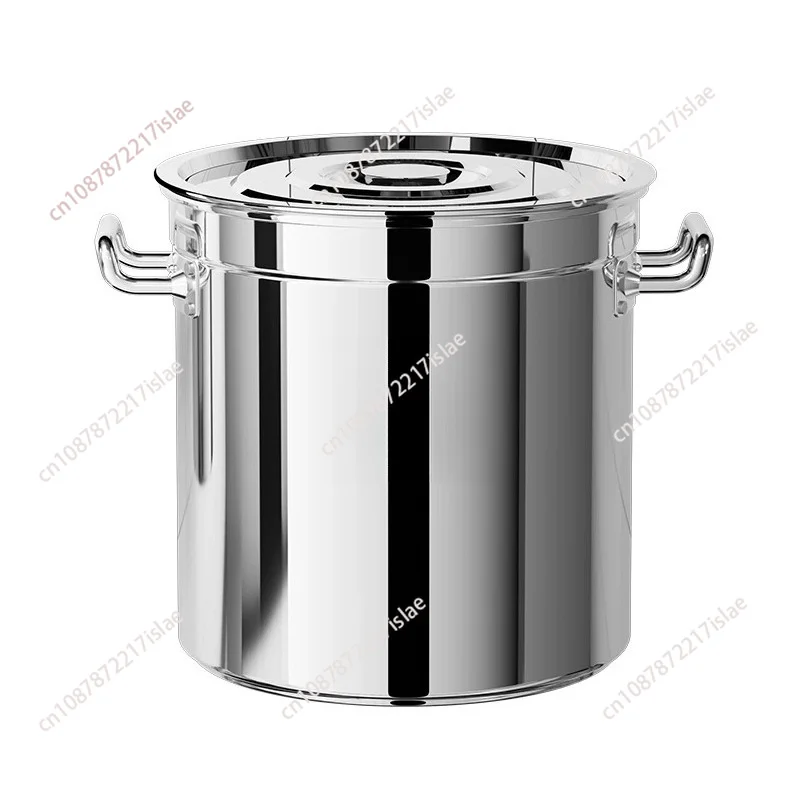 Thickened 304 Stainless Steel Round Pot With Lid Household Commercial Soup Stew Pot