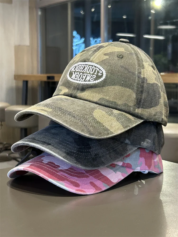 

Vintage drawstring baseball cap men's and women's summer outdoor sun protection visor hat embroidered soft top cap