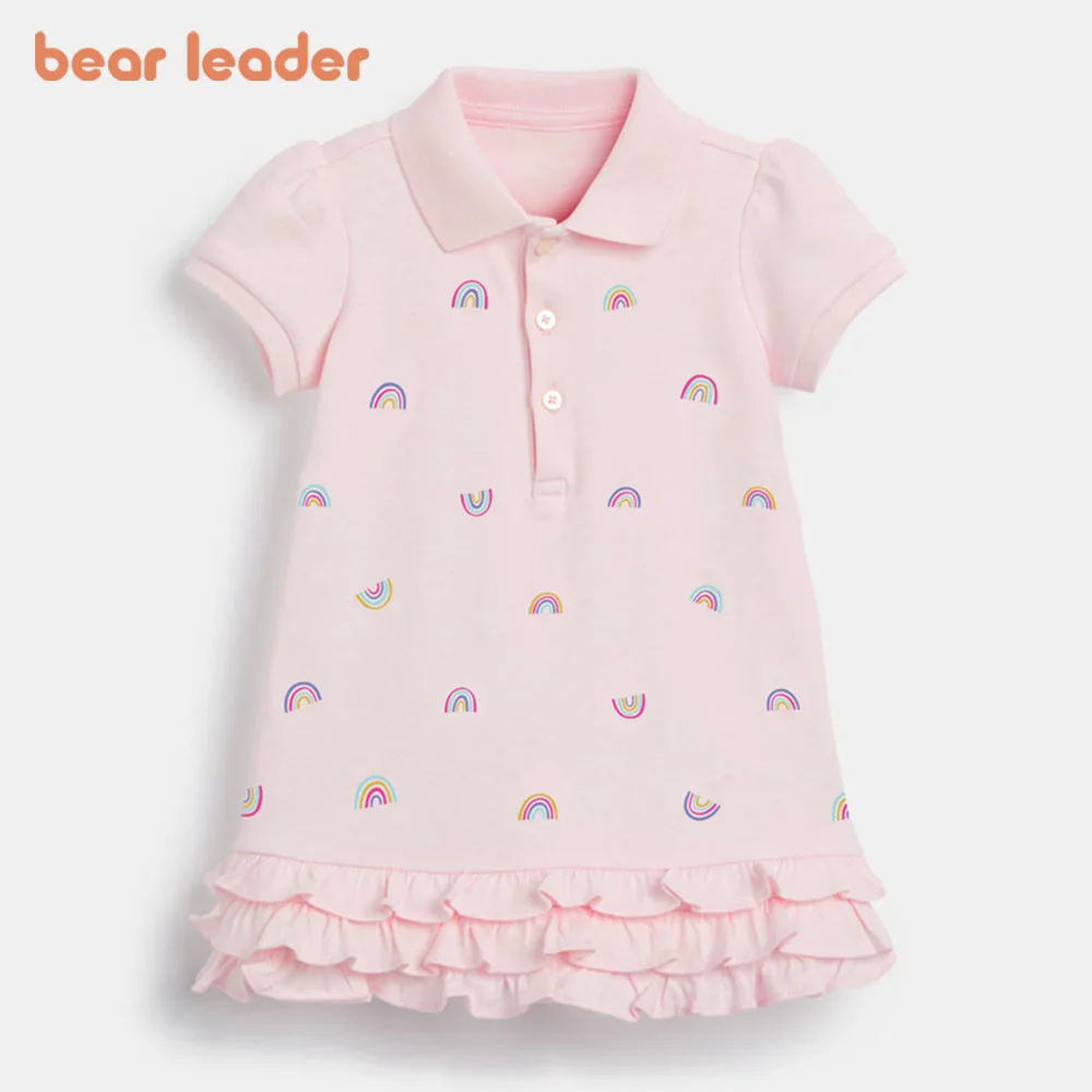 Bear Leader Summer Rainbow Girls Dress Kids Costumes Children\'s Clothing New Princess Dresses Toddler Kid Ruffles Casual Clothes