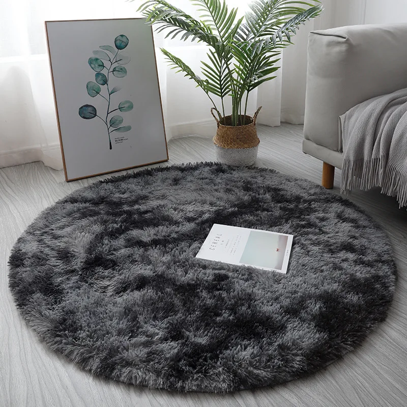 VIKAMA Simple Velvet Carpet For Living Room Coffee Table Rug For Bedroom Vanity Table Round Carpet Anti-Slip Home Decoration