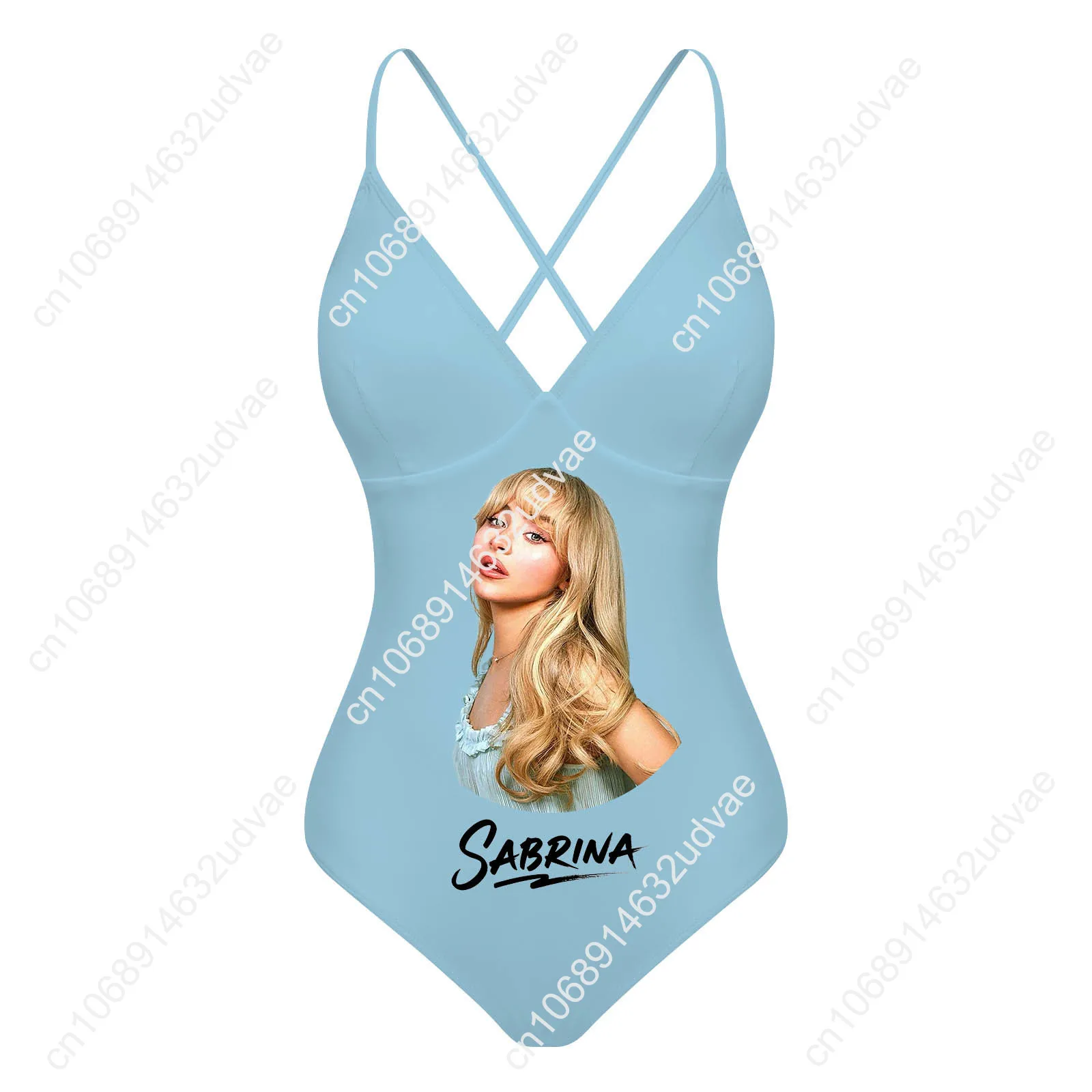 Sabrina carpenter com decote em v halter voltar maiô das mulheres trajes de banho biquíni personalizado festa na piscina pop cantor sexy banho beachwear