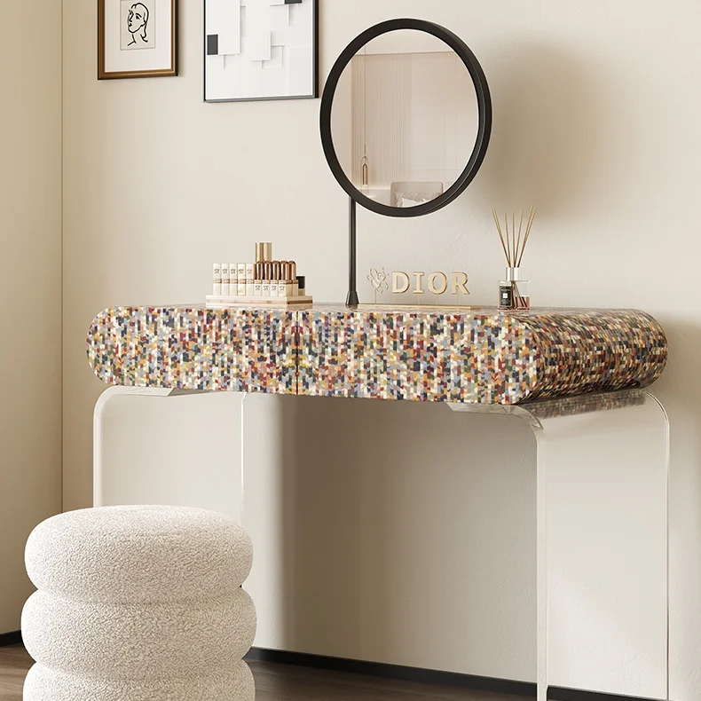 Yicheng High End Small Apartment Cream Style Light  Dressing Table Makeup Table in High Quality