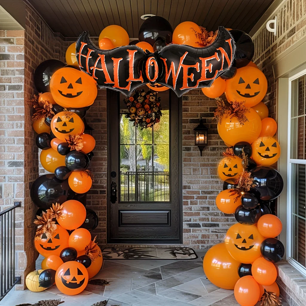 72-Halloween-Ballon-Sets, schwarze und orangefarbene Luftballons, verwendet für Horror-Party-Dekoration für Jubiläen, Absolventen, Geburtstage