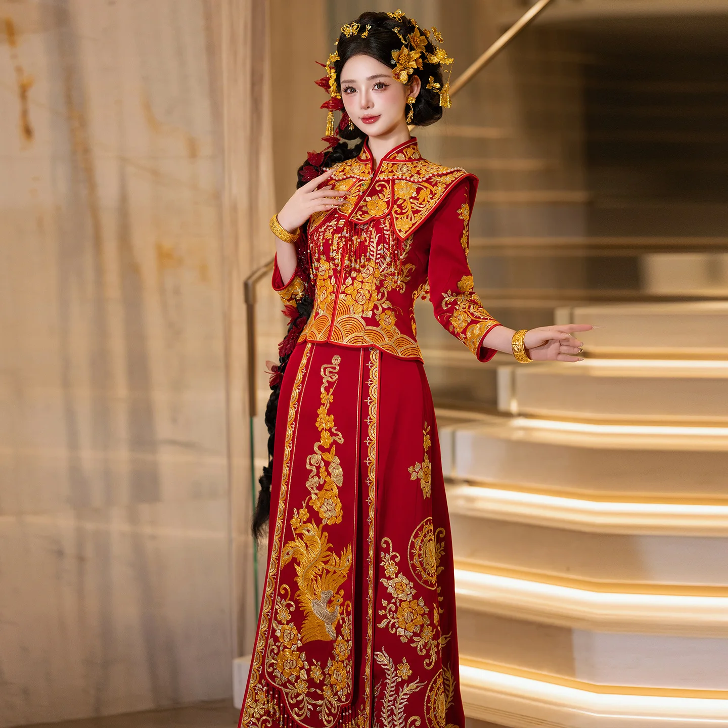 

Xiuhe Clothing 2026 New Chinese and Gown Wedding Dress Small Heavy Industry Toast Dress