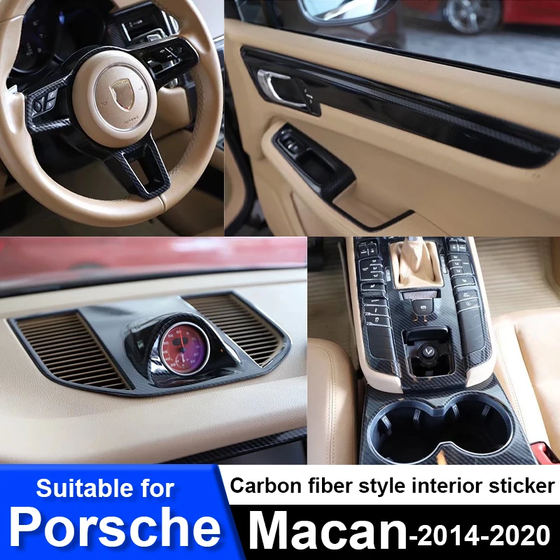 

For Porsche Macan 2014-2020 Interior Decoration Protection Sticker Car ABS Carbon Fiber Style Modification Accessories