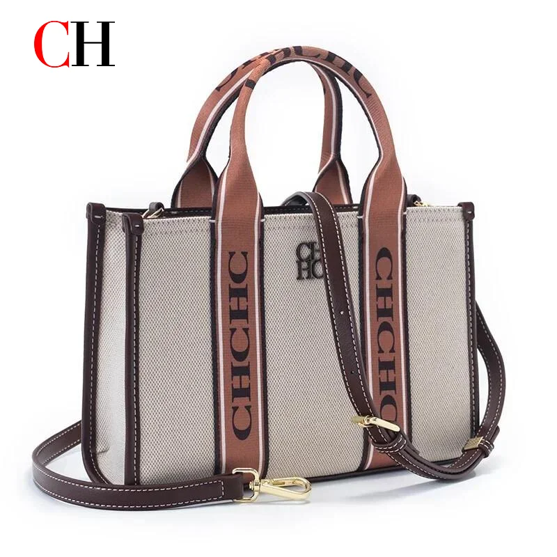 CH Women Canvas Tote Bag Large Capacity Handbag Shoulder Crossbody Bag Fashion Casual Shopping Travel Purse