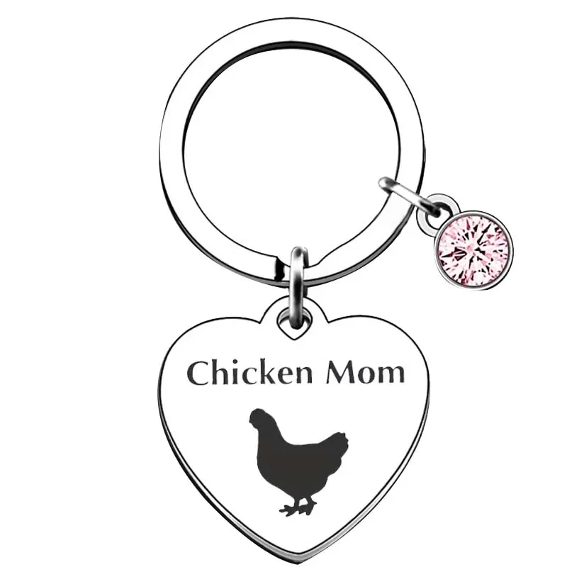 

Women Jewelry Keychain Chicken Mom Engraved Pendant Keychain Gift For Mom Mother's Day Gift