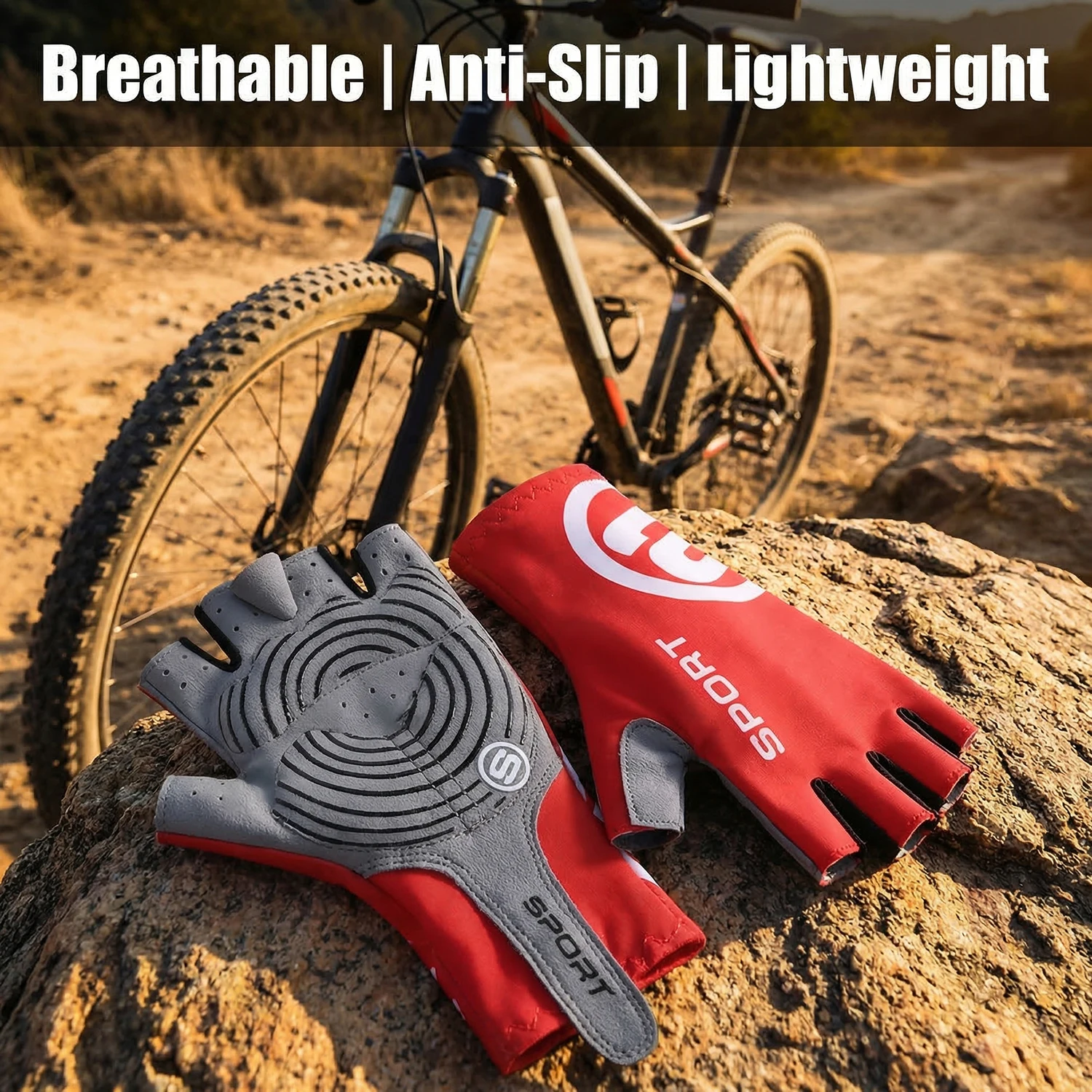 

TRALOW Shock Absorbing Half Finger Cycling Gloves Anti-Slip Breathable Wear-Resistant for Men Women Outdoor Sports MTB Road Bike