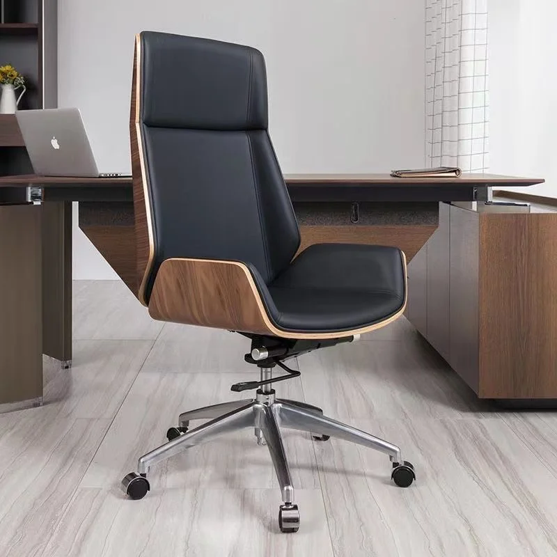 

High-Back Bentwood Swivel Office Computer Chair Micro Fiber Leather Office Furniture Home Conference Task Leather Armchair WRXYH