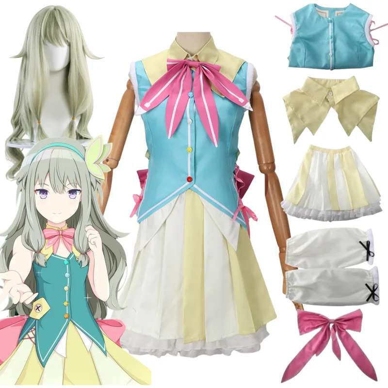 Project Sekai Colorful Stage Kusanagi Nene Cosplay Green Wig with Lovely Dress Clothing Full Set Carnival Comic-con Costumes