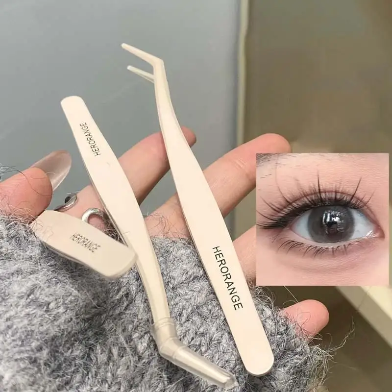 Anti-Stick Tweezers Non-Sticky DIY Rounded Design Professional Grafting Anti-Stick Glue-Free False Eyelash Tweezers