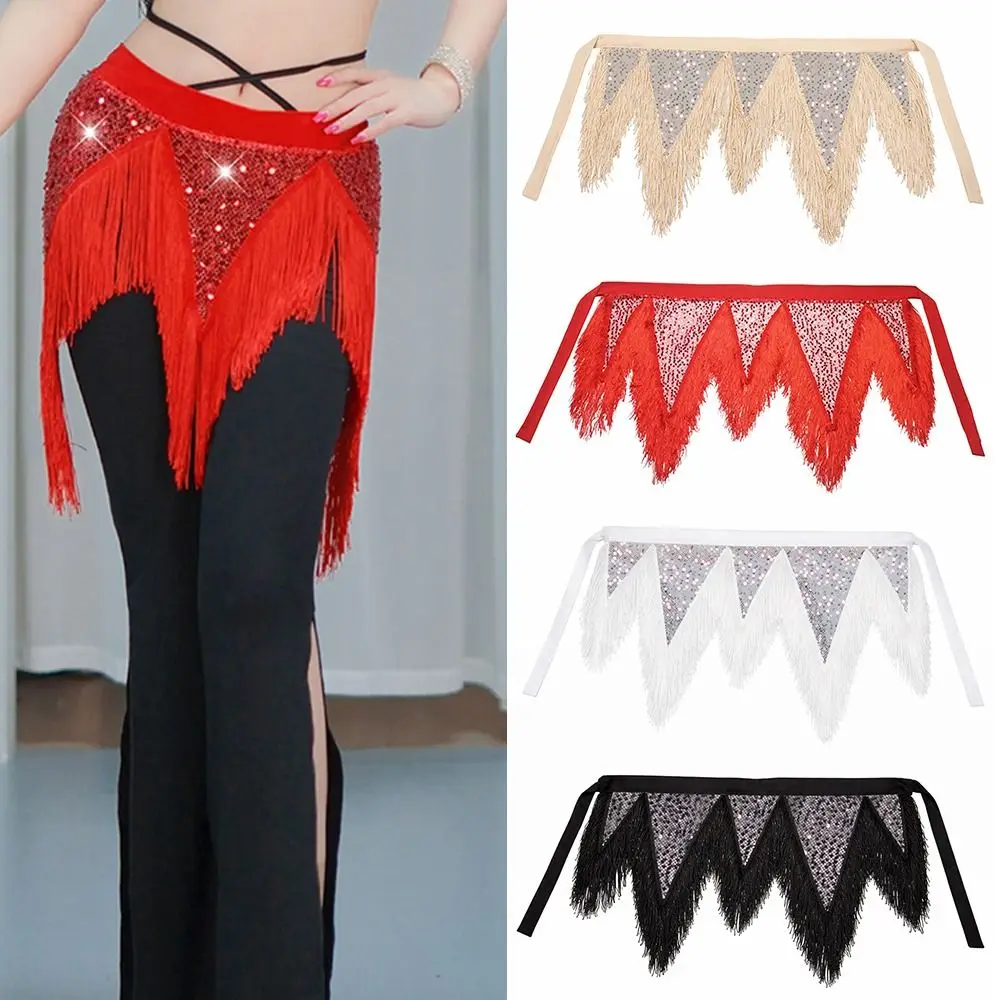 New Tassel Belly Dance Hip Scarf Sequins Adjustable Triangular Hip Scarf Women Belt Skirt Women