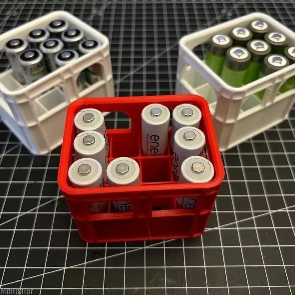 3D Printed Battery Storage Box DIY Beer Crate No. 5 Aa No. 7 Aaa Battery Stackable Storage Basket Storage Box