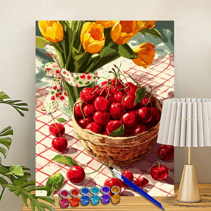 Painting By Numbers Fruit and Flower Acrylic Paint Canvas Dropshipping Portrait Family Children Photo Christmas gifts