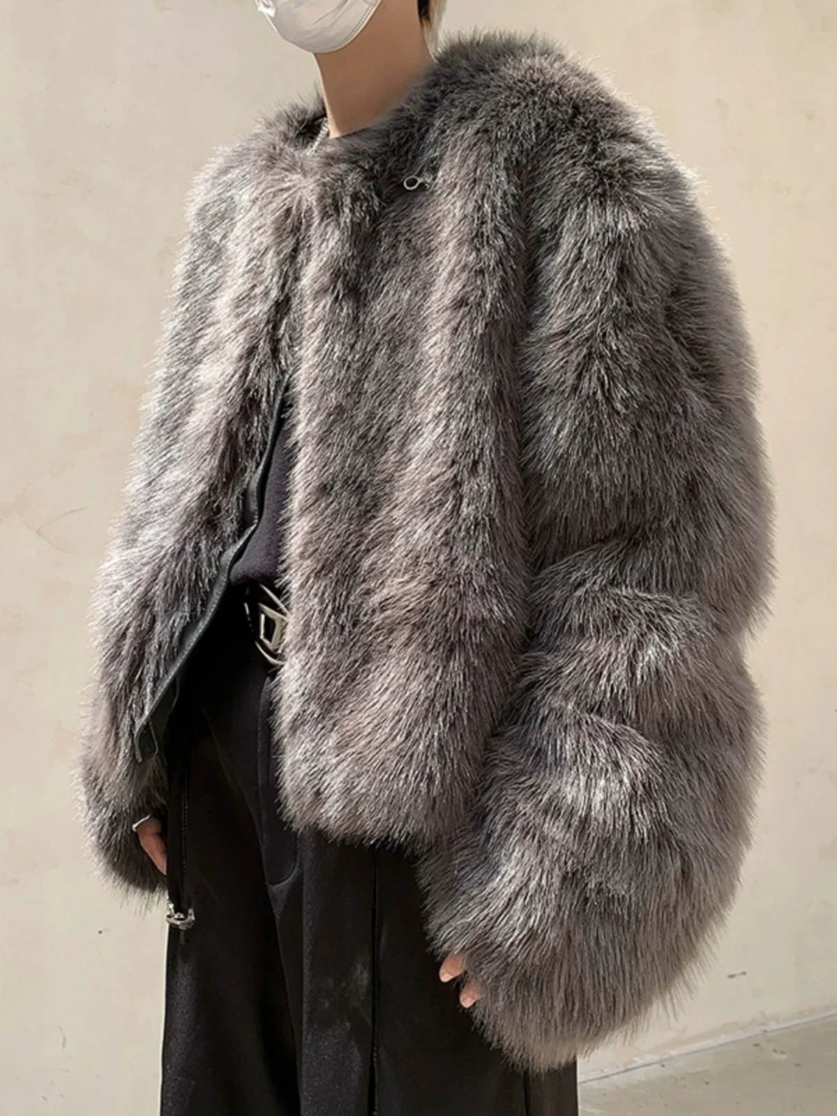 

Мужская зимняя куртка в американском ретро-стиле из искусственного меха, утепленная, повседневная, свободного кроя, из полиэфирного волокна, в стиле High Street Hiphop, хлопковое пальто