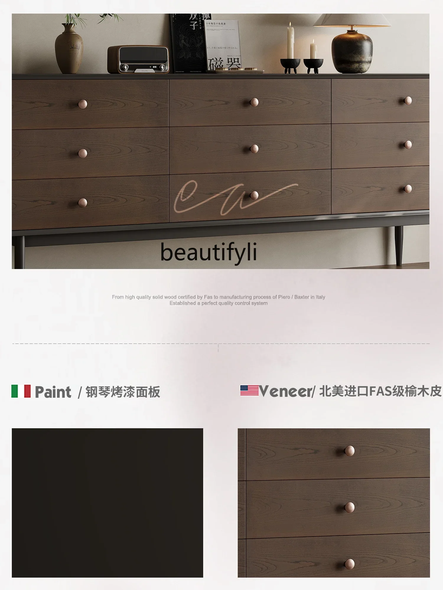 

xzSolid wood dining side, living room household large-capacity storage storage, entrance cabinet nine chest cabinet