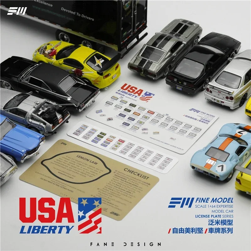 

FINE MODEL 1:64 Scale Metal car license plate for Model Car Diorama USA LICENSE PLATE 25 SET