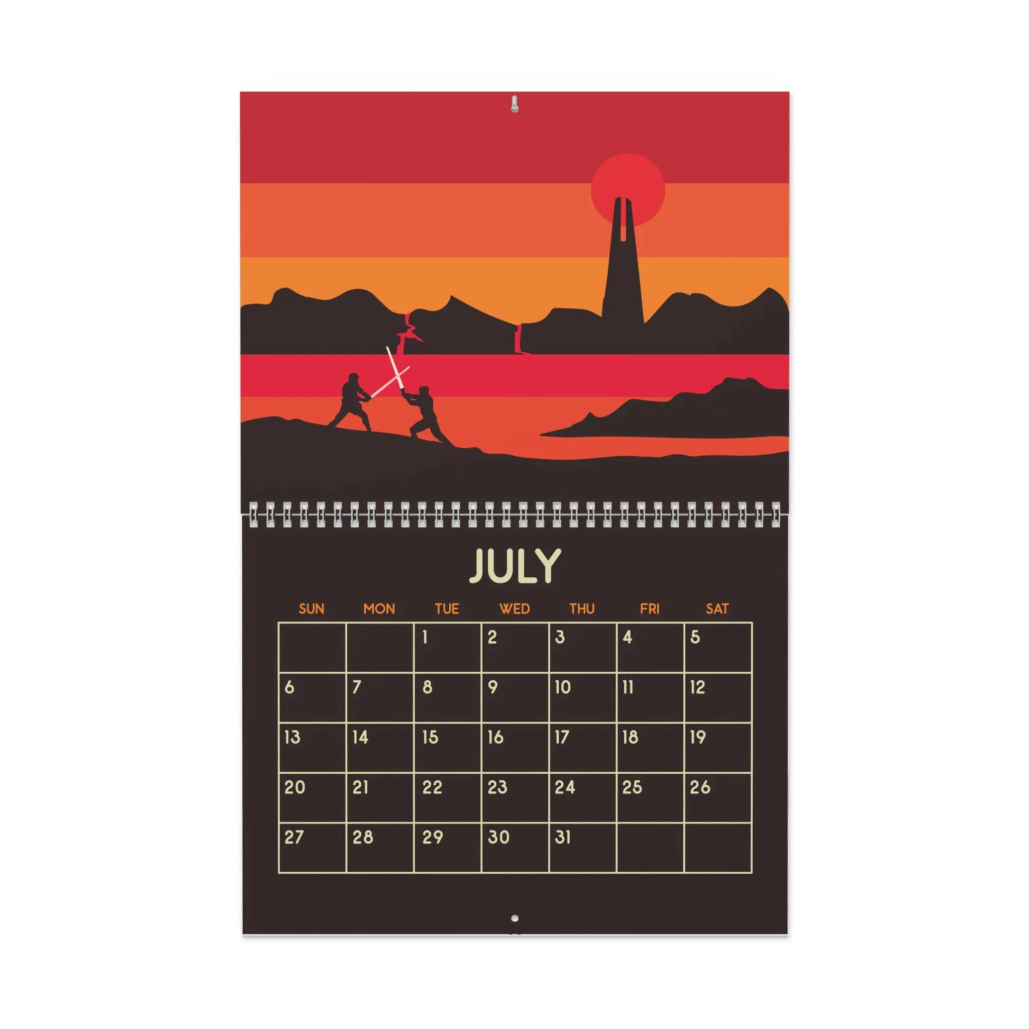 2026 Planet Station Kalender Elegant minimalistisch ontwerp met 12 maanden data en vakantiemarkeringen, perfect voor kantoorwoonkamer