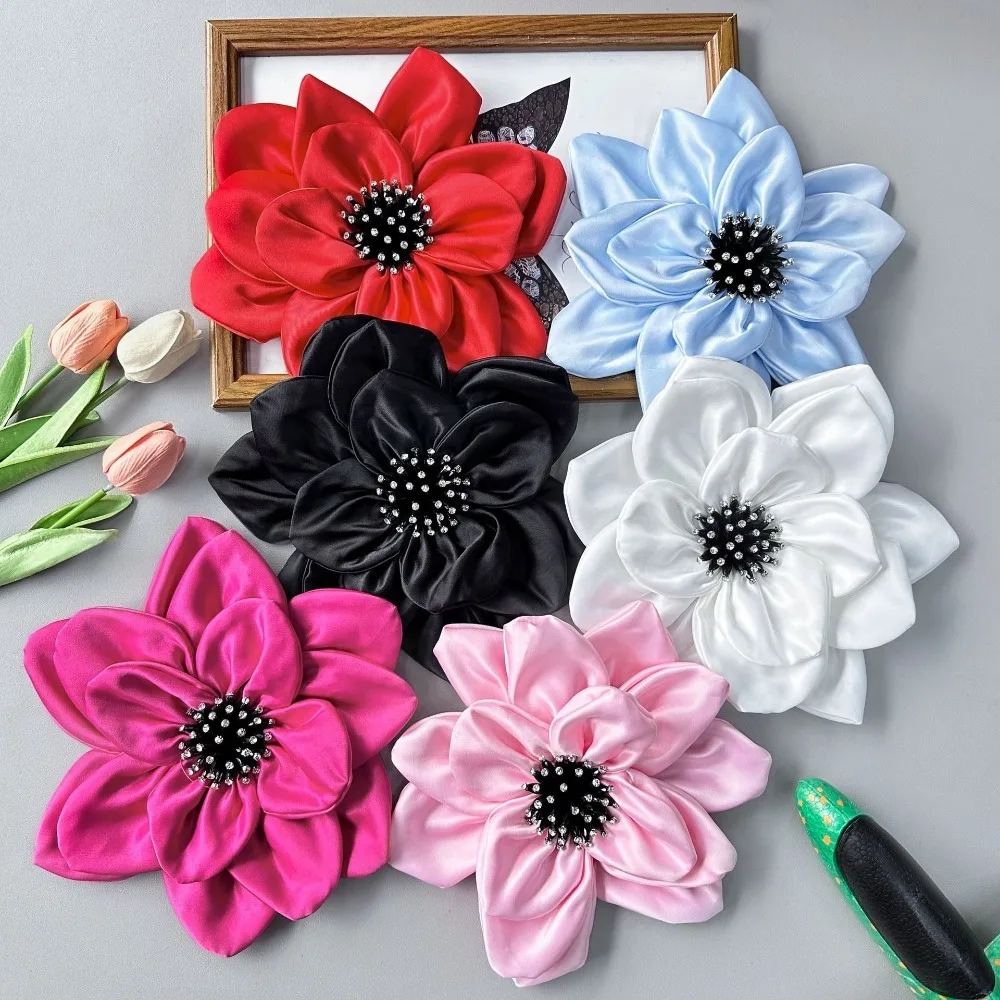 ตกแต่งเสื้อด้านบนชุดอุปกรณ์เสริม 25 ซม.ขนาดใหญ่สเตอริโอ Applique ดอกไม้ Handmade ผ้า Corsage Patch DIY เย็บคอดอกไม้