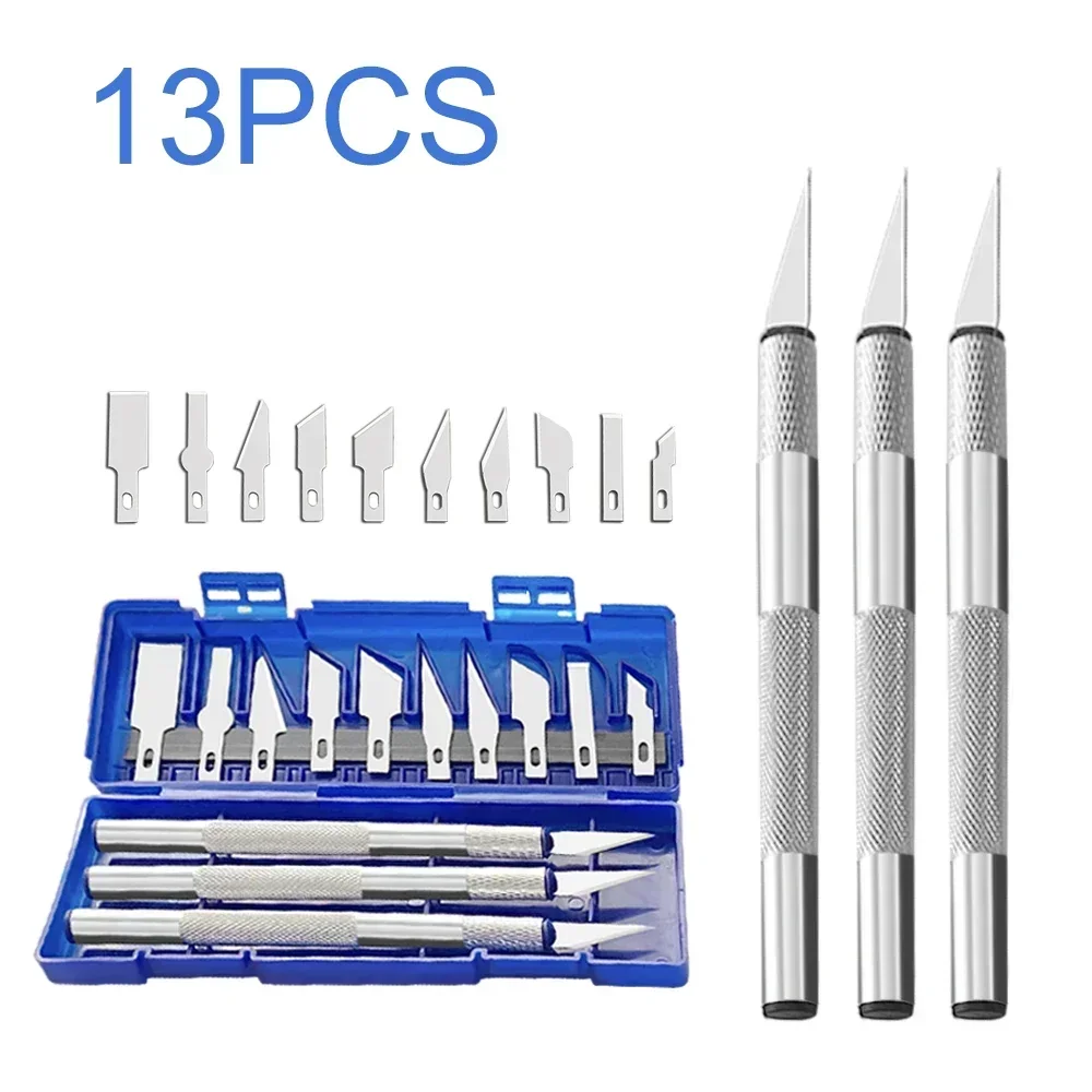 13 in1 Metal Carving Knife Pen Style Art Seal Cutting Manual Combination Paper Cuttings Non-Slip Gadget DIY Precision Repair Too