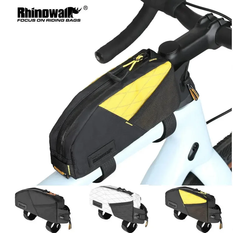 Rhinowalk bolsa para tubo superior de bicicleta, resistente ao desgaste, bolsa para quadro de ciclismo com parafuso de painel de suporte e fixação de alça para bicicleta de estrada mtb