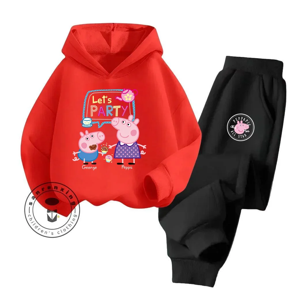 Chic Peppa Long Sleeve Clothing That Mix Elegance and the Playful World of Peppa Pig Children\'s High Cost Performance Hoodie Set