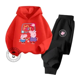 Chic Peppa Long Sleeve Clothing That Mix Elegance and the Playful World of Peppa Pig Children's High Cost Performance Hoodie Set