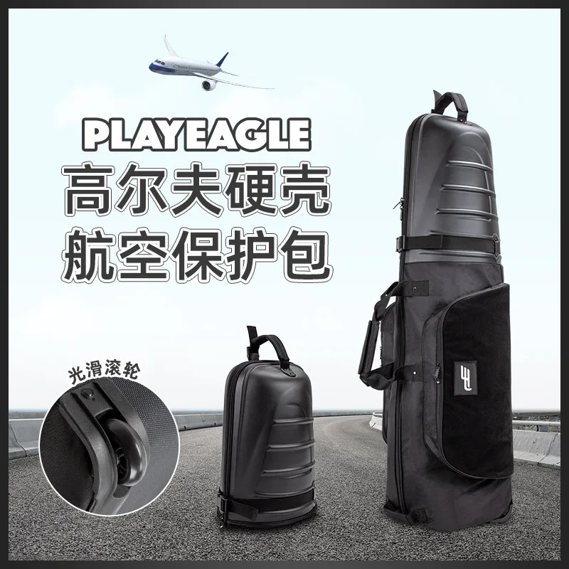 PlayEagle Hard Shell Golf Travel Bag with Wheels Airline Approved for Men Women