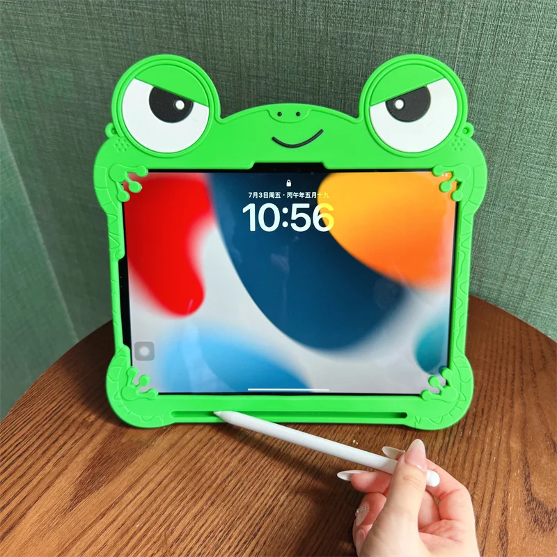 Für Honor Pad X8A X9 11 Zoll 360-Grad-Drehhalterung Tablet-Hülle Niedliche 3D-Cartoon-Frosch-Halterung Stoßfeste Weiche Silikonhülle