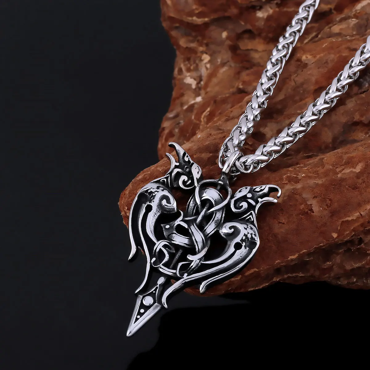 

Hip Hop Viking Crow Animal Stainless Steel Necklace Nordic Men's Retro Fashion Amulet Pendant Jewelry Teen Gift Wholesale