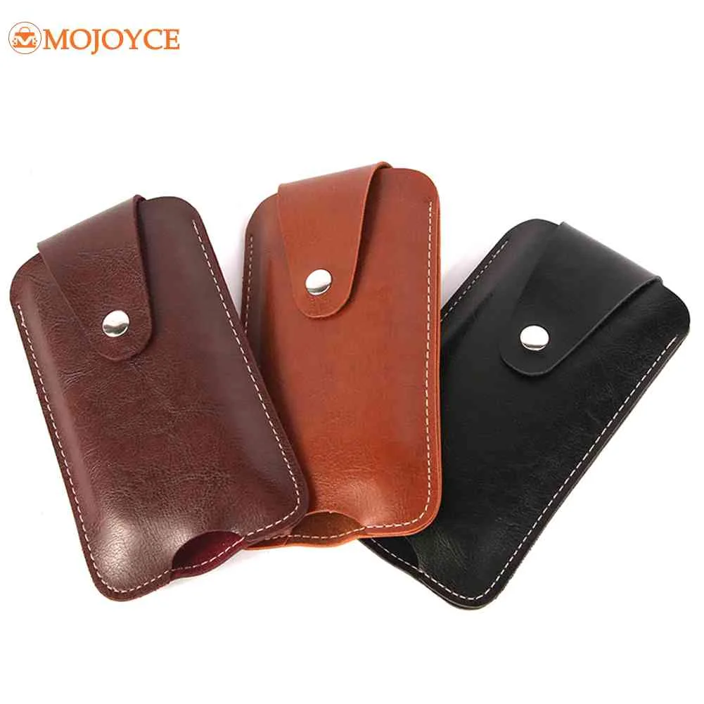 2022 Men's Leather Waist Bag Outdoor Sports Running Pockets 6.3 inch Mobile Phone Bag Bum Pouch Belt Fanny Purse Card Holder New