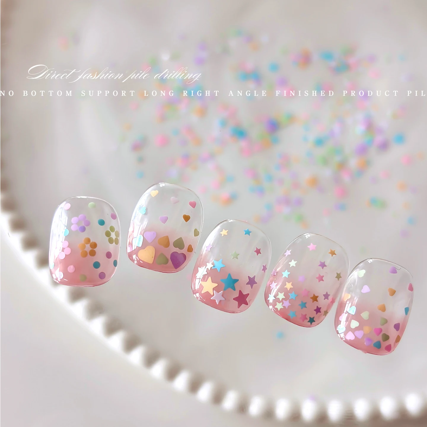 6 Gitter Nagelkunst-Strass Runde Weiße Perlen Gemischt 1-3mm Bunte Stern-/Herz-Pailletten Maniküre-Dekorationszubehör – Detail 9