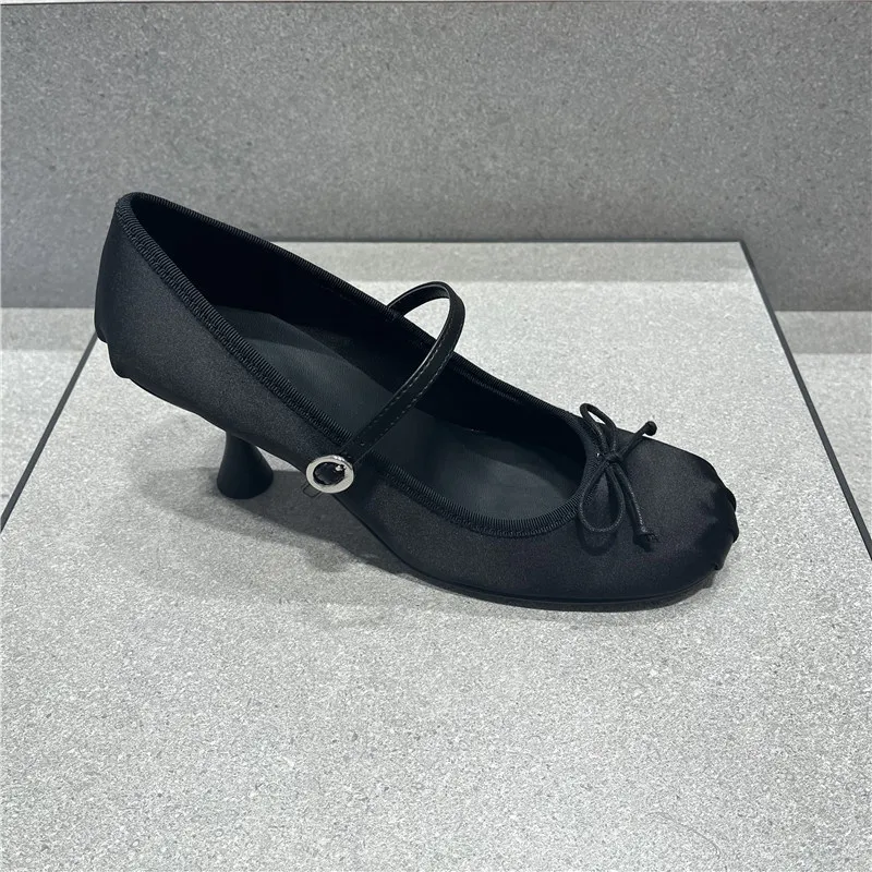 Solid Bow-knot Women Shoes Buckle Strap Female Pumps Spring Fashion Cover Heels Zapatos Mujer