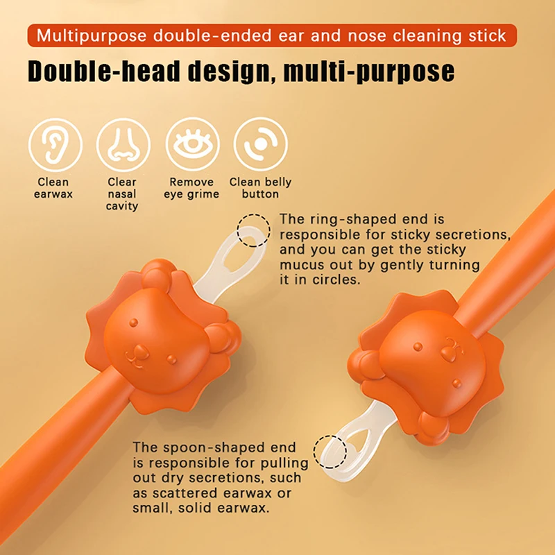 Double-Headed Silicone Ear Wax Pickers, bebê limpador colher, cera macia cureta Picker, nariz limpador