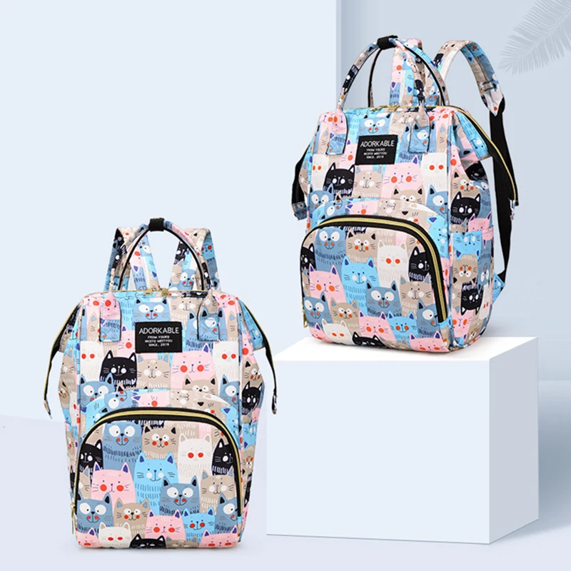 Large Capacity Mommy Bottle Insulated Storage Bag Diaper Storage Bag Cartoon Fashion Backpack Large Capacity Travel Bag New