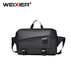 WEIXIER 13-Inch Casual Men Trend Crossbody Bag High End City All Match One Shoulder Bags Brand PU Fabric High Capacity Man Bag