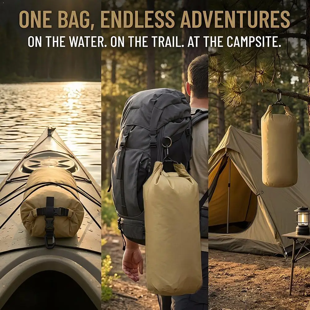 Ultralight Waterproof Dry Bag Roll Top Bucket Bag for Paddle Canyoneering Large Capacity Foldable Swimming Drifting Storage Bag