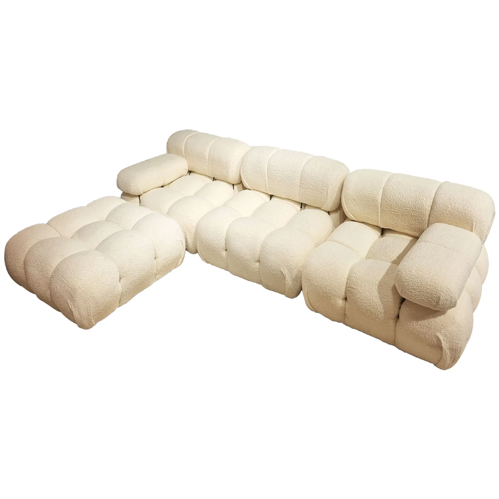 Sofá Modular Seccional Blanco Moderno Estilo Francés, Sofá Mario Bellini con Tapizado Acolchado, Reclinable, Relleno de Esponja Refrigerante, Cómodo