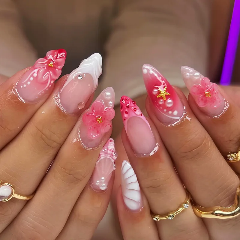 

Wear armor ins ocean style three-dimensional carved pearl shell nail nail nail piece finished nail patch
