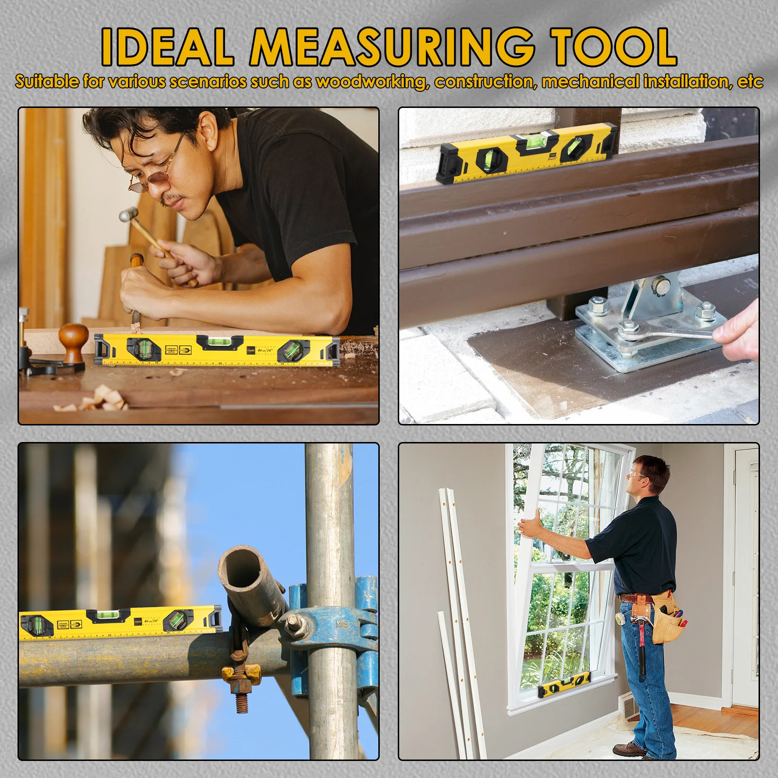 2Pcs Aluminium Alloy Magnetic Spirit Level Anti Slip High Precision Torpedo Measuring Tool With 45° 90° 180° Bubble for Hanging