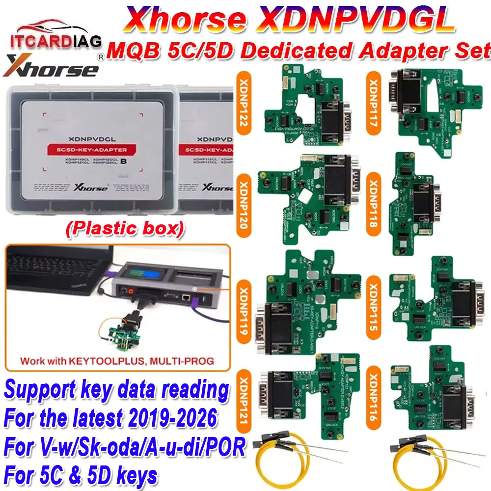 NEW 2026 Xhorse XDNPVDGL 5C/5D Dedicated Adapter Set Work with Key Tool Plus Multi Prog Solder Free Adapter Kit Key Data Reading