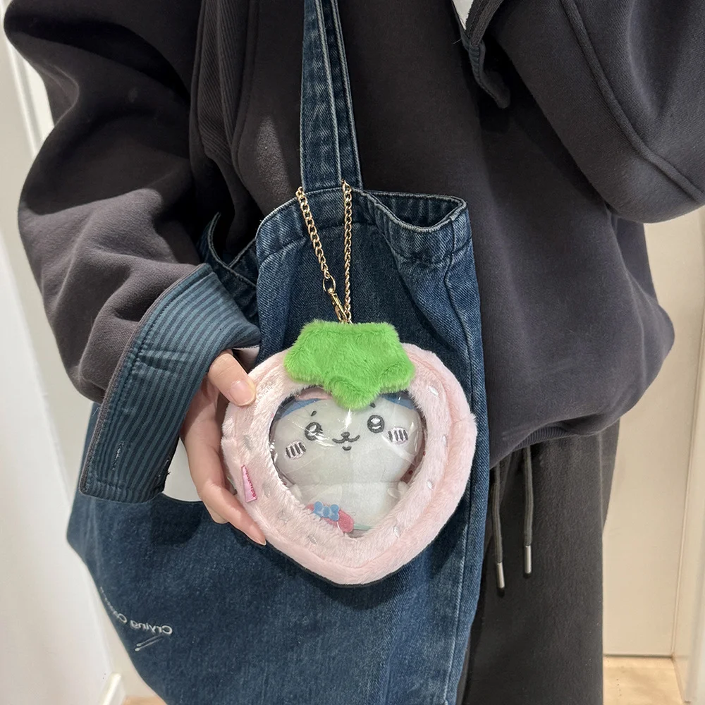 Transparent backpack for taking children out, display pendant, PVC Apple plush doll bag, blind box figure storage bag, dustproof