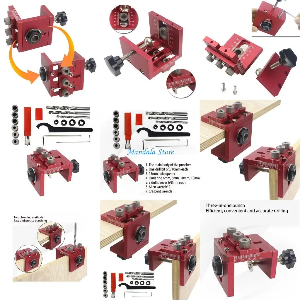

U2JC 1Set Woodworking Hinge Hole Locator Accessory Tool Hinge Hole Drilling Guide