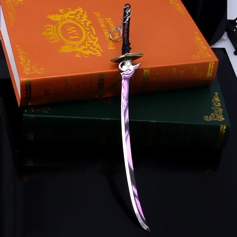 22CM Game Peripheral Genshin Impact Anime Figure Merch Модели оружия из сплава No Think of A Knife Raiden Shogun Keychain Kid Toys Anime Ornament Gift Персонализированные украшения из цинкового сплава