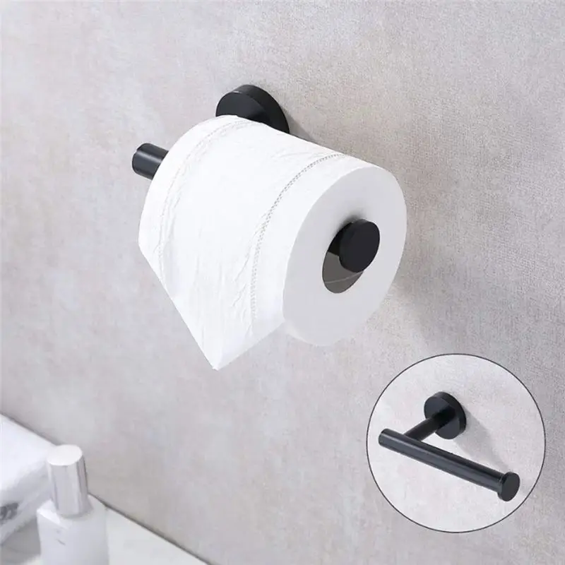 NEW HOT In Stock-Toilet Paper Holder For Kitchen Bathroom Dispenser And Hangers Wall Mounted Black