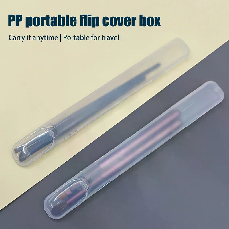 1PCS Portable Transparent Makeup Brush Storage Box With Cover Eyebrow Pencil Makeup Brushes Organizer Chopstick Case Beauty Tool